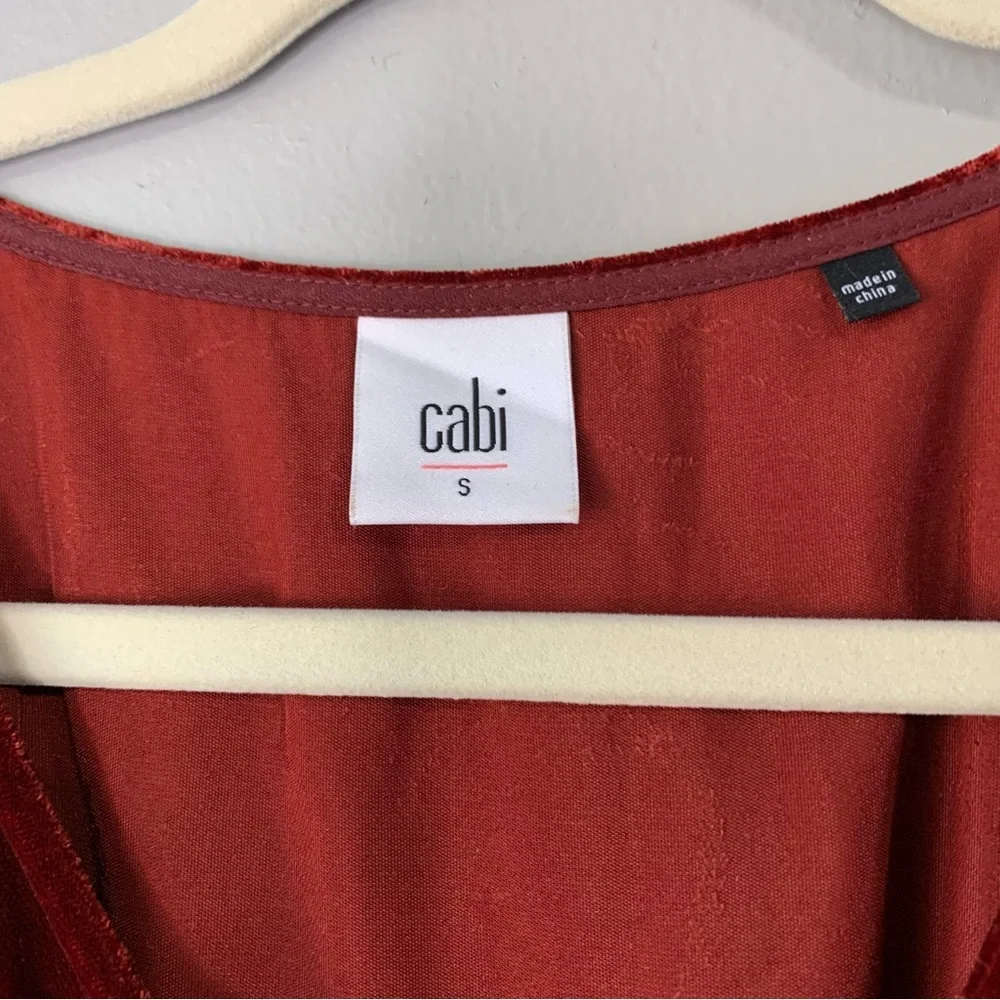 Cabi #3696 rust Empire Grace Tribute crushed velvet velour hi-low dress. Size‎ S - Picture 3 of 8